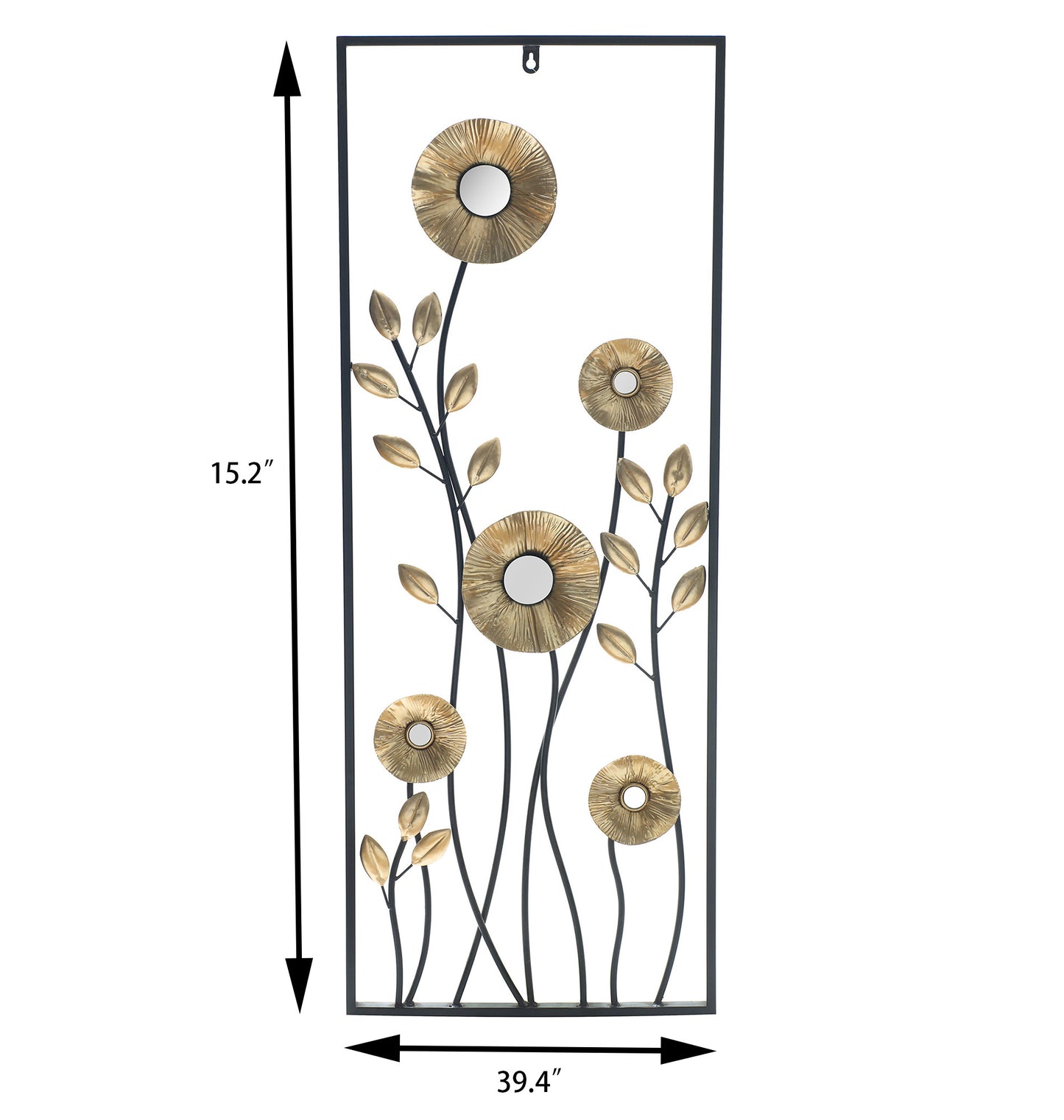 Haigopa 39.4" Metal Flower Leaf Wall Decor, Golden 3D Flower Luxury Living Room Wall Decor, Large Art Wall Sculptures Modern Wall Decor