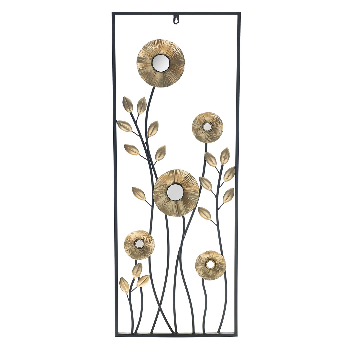 Haigopa 39.4" Metal Flower Leaf Wall Decor, Golden 3D Flower Luxury Living Room Wall Decor, Large Art Wall Sculptures Modern Wall Decor