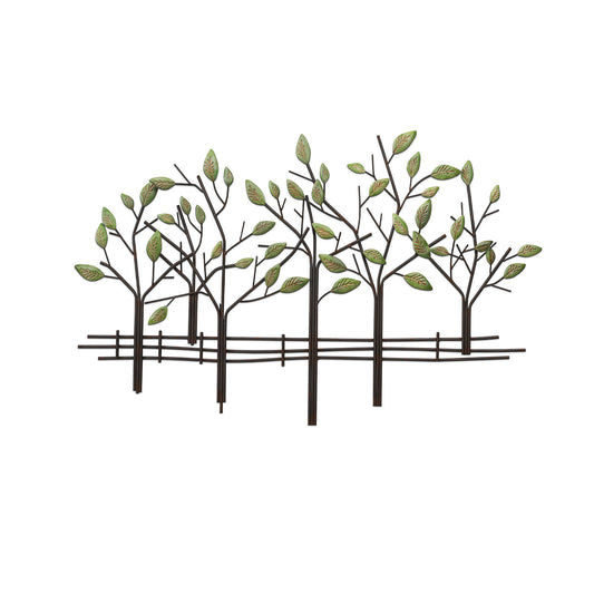 Haigopa Tree Leaf Black Metal Field of Trees Wall Decor, Metal Landscape & Nature Wall Decor, Tree of Life Metal Wall Sculpture