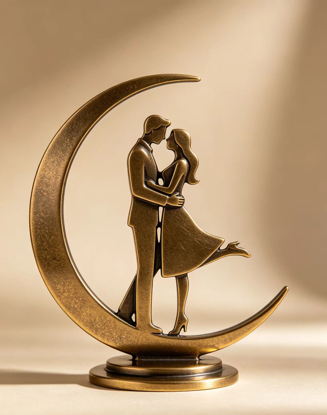 [PRE-ORDER 20% OFF] Haigopa "Love You to the Moon" Metal Couple Sculpture - Elegant Zinc Alloy Statue for Wedding, Engagement & Anniversary Gift  | Ships in 60 Days