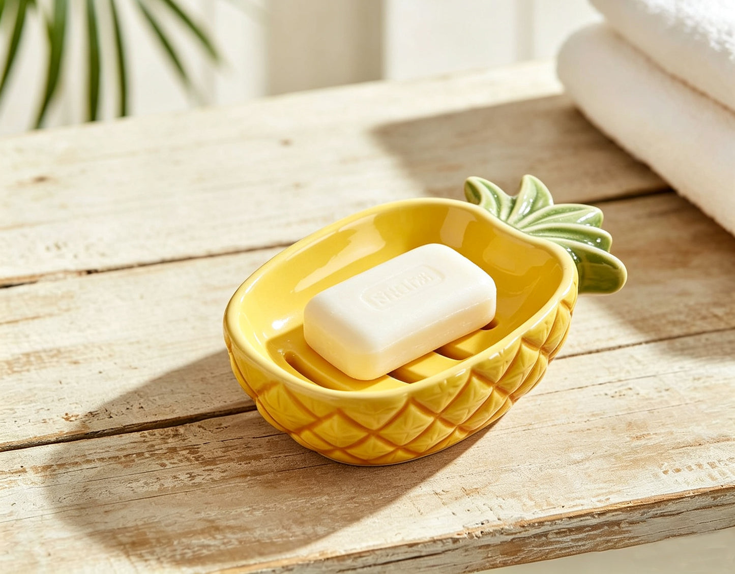 [PRE-ORDER 20% OFF] Haigopa Aesthetic Ceramic Pineapple Soap Dish - Self-Draining Tropical Soap Holder for Bathroom | Ships in 60 Days