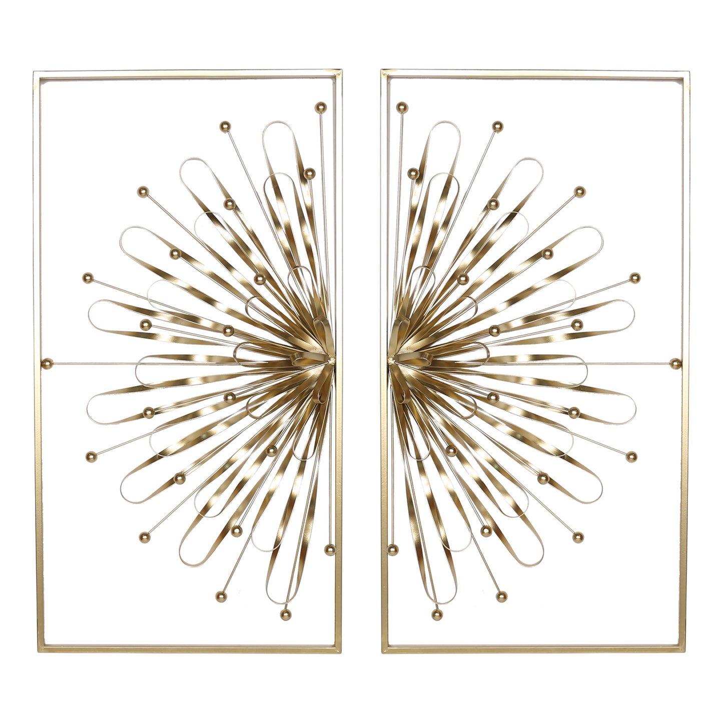 Haigopa 2 Pcs 31.5" Gold Wall Decor, Modern Art Luxury Home Wall Decoration, Wall Sculptures for Living Room Home with Frame