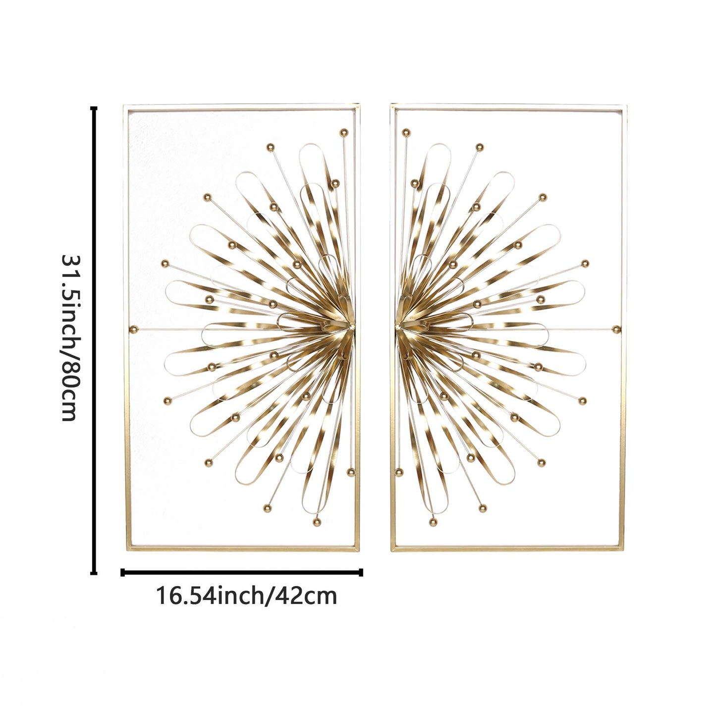 Haigopa 2 Pcs 31.5" Gold Wall Decor, Modern Art Luxury Home Wall Decoration, Wall Sculptures for Living Room Home with Frame