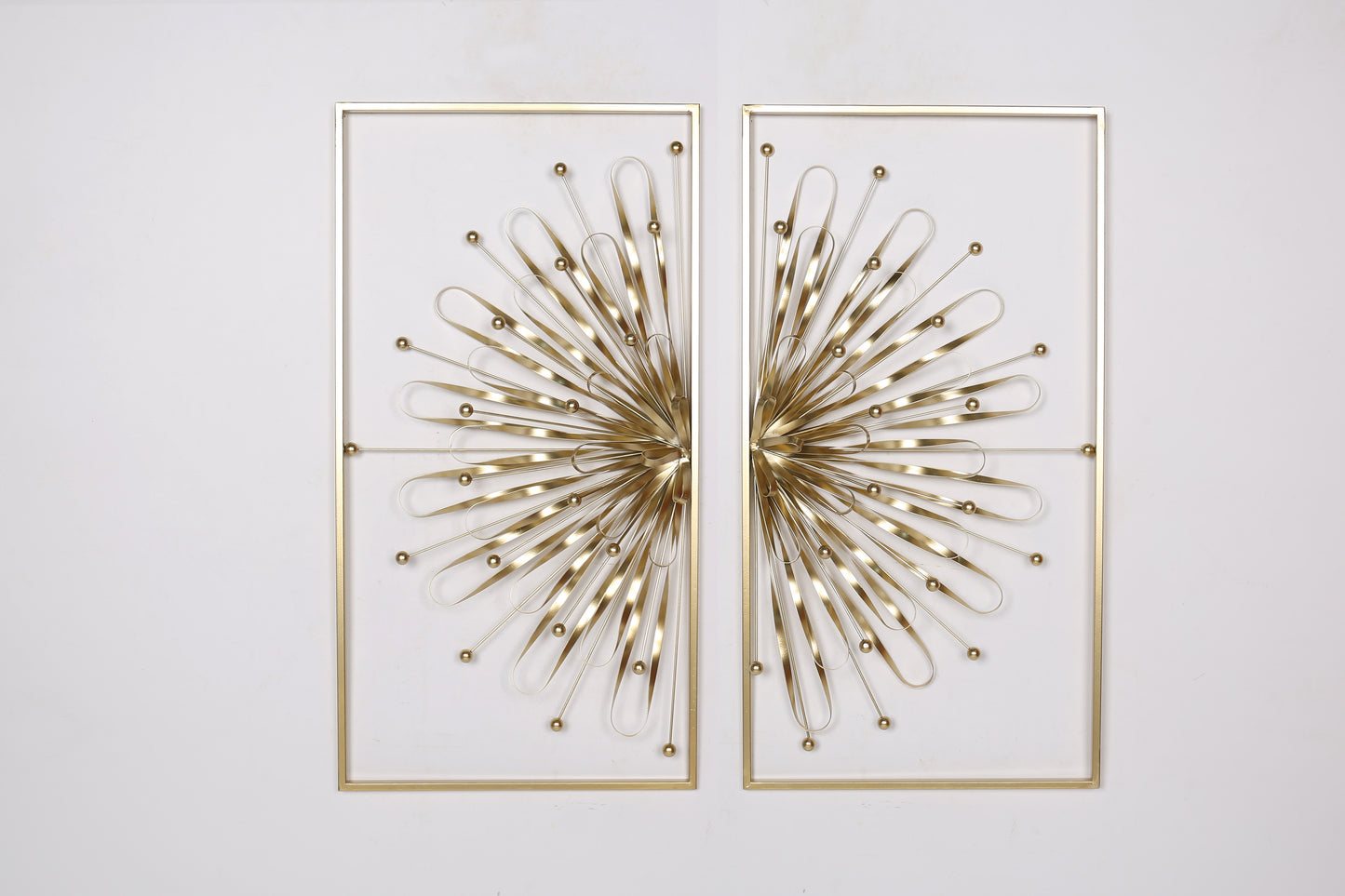 Haigopa 2 Pcs 31.5" Gold Wall Decor, Modern Art Luxury Home Wall Decoration, Wall Sculptures for Living Room Home with Frame