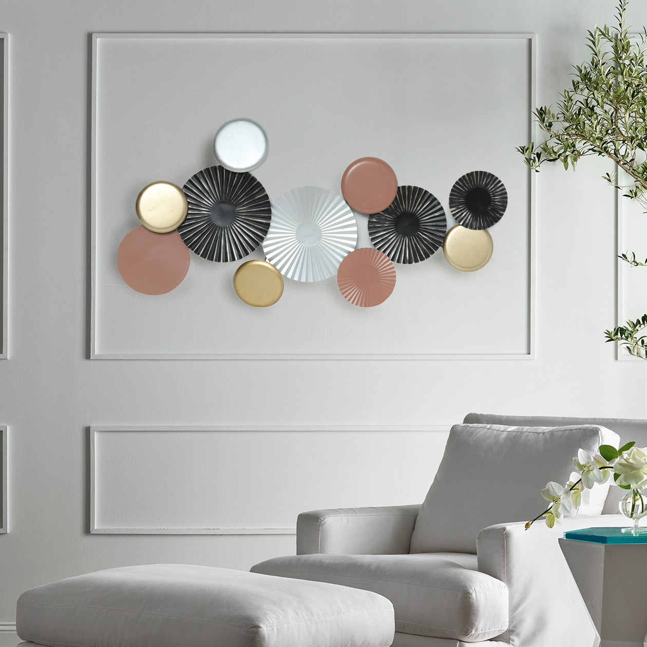 Haigopa 47.6" Large Metal Abstract Wall Decor Farmhouse Unique Boho Style Wall Decoration Art Hanging Sculpture for Living Room Bedroom Office