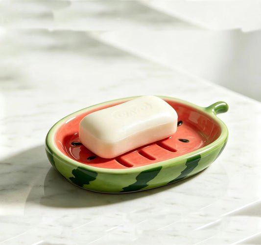 [PRE-ORDER 20% OFF] Haigopa Cute Ceramic Watermelon Soap Dish - Creative Self-Draining Soap Holder for Bathroom & Kitchen | Decorative Summer Gift  | Ships in 60 Days